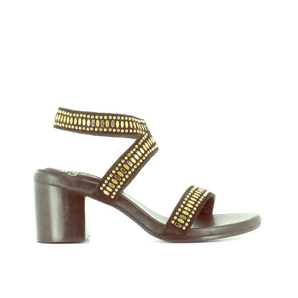 Calleen Cordero Mesa Coastal Cowgirl Boho Studded Luxury Wooden Heel Sandals 7.5